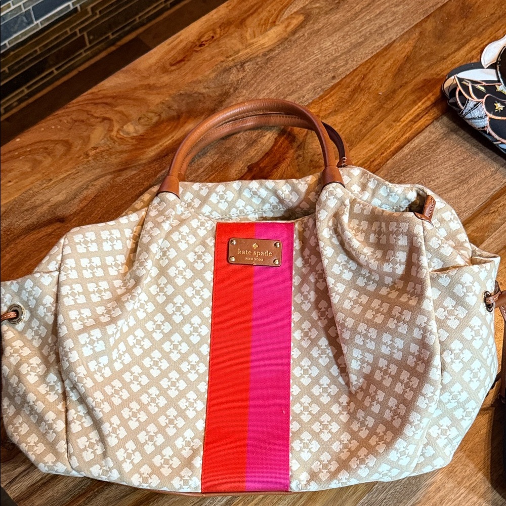 Kate Spade Beige and Pink Tote Bag